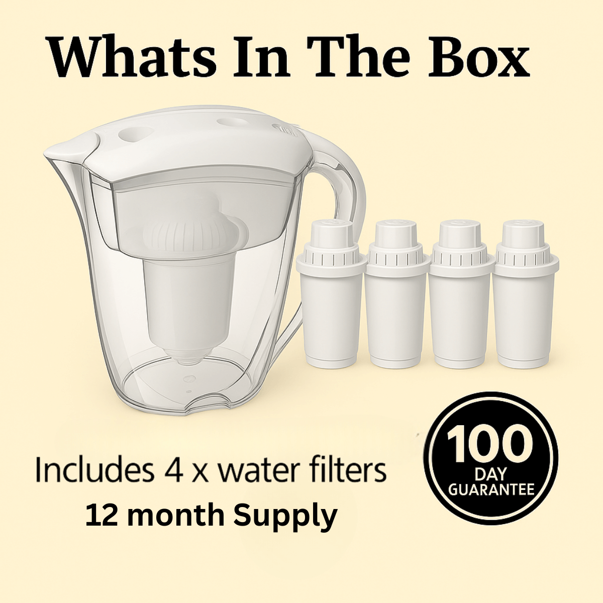 BlissfulHome AquaGuard™ Alkaline Water Filter Jug + 4 Filters Included
