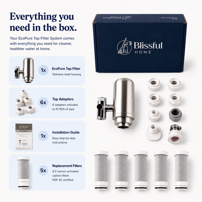 EcoPure™ Stainless Steel Tap Water Filter + 5 Free Filters
