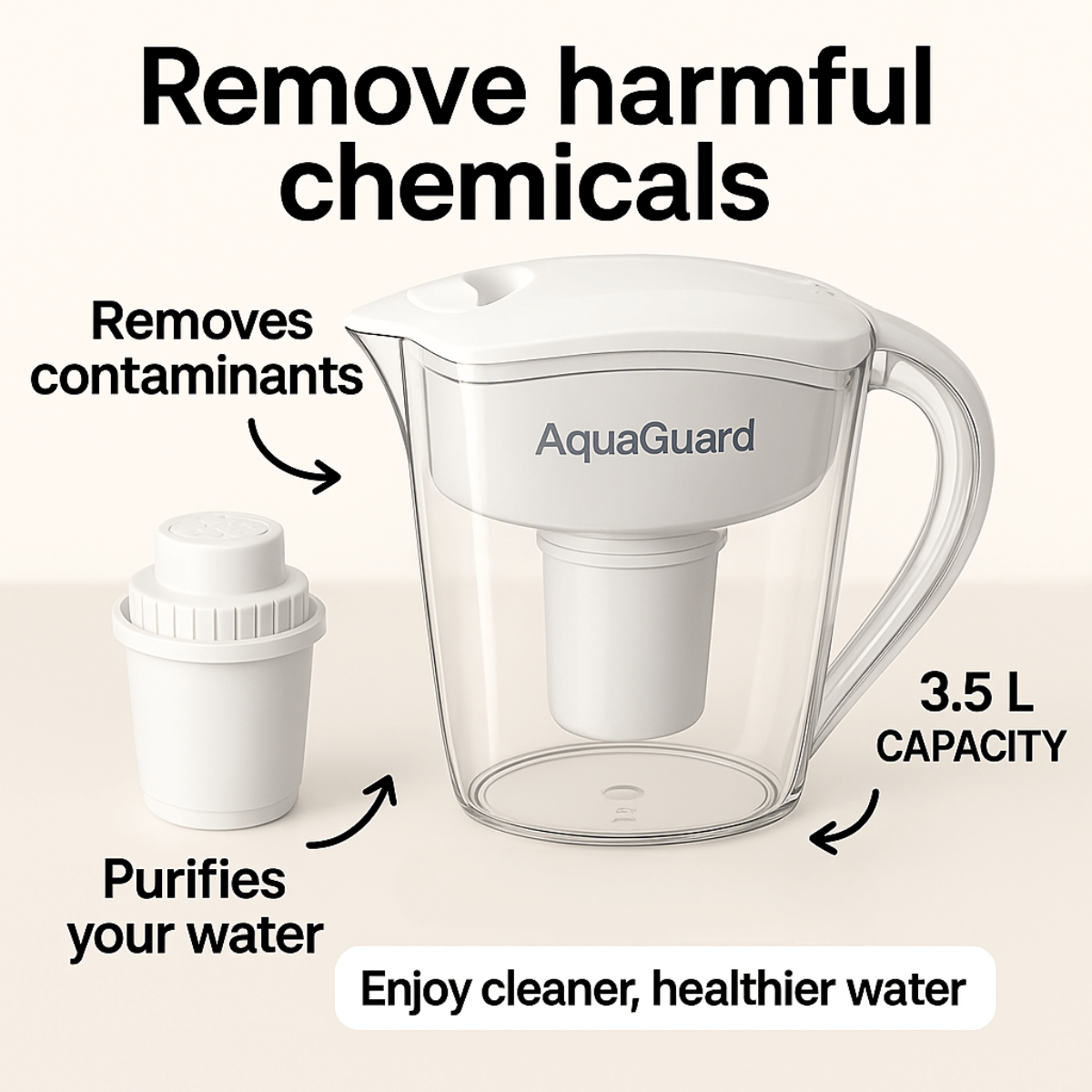 BlissfulHome AquaGuard™ Alkaline Water Filter Jug + 4 Filters Included